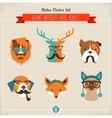 cute fashion hipster animals pets vector image