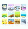 four seasons month nature landscape winter summer vector image