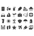 summer time black symbols icon set isolate vector image