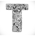 doodles font from ornamental flowers - letter t vector image
