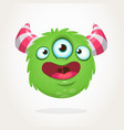 happy green cartoon alien with three eyes vector image