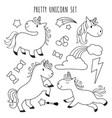 kids coloring page unicorn set for book vector image