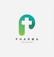 letter p with cross symbol logo vector image