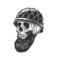bearded soldier skull in army helmet design vector image