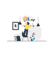 man trying to reach gift box lying on shelve vector image