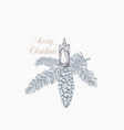 merry christmas greeting card or label hand drawn vector image