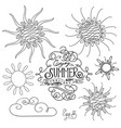 set of different suns isolated hand drawn vector image
