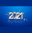 2021 silver metal numerals on a blue background vector image vector image