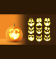 3d pumpkin with set of glowing faces vector image vector image