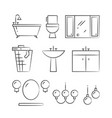 bathroom furniture and lighting hand drawn line vector image