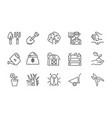 gardening line icons on white background vector image vector image