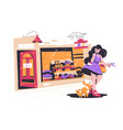 cute girl shopping in small street shop vector image vector image