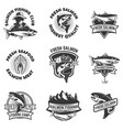 set of salmon fishing emblems seafood design vector image vector image