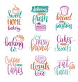 set of vintage bakery hand lettering vector image