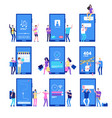 phone app and people small flat characters vector image vector image