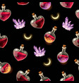 seamless pattern with bottles love potion vector image vector image