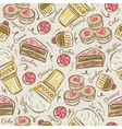 background with cupcake ice cream and cake vector image