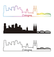 cologne skyline linear style with rainbow vector image