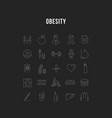 set flat line icons obesity vector image vector image
