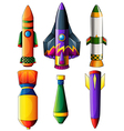 a group of colorful rockets vector image vector image