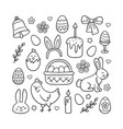 cute easter doodle set - bunny basket vector image