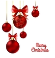 christmas balls with red ribbon and bows vector image