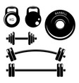 set gym fitness weights elements silhouette icons vector image