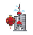 chinese symbols architecture and lantern shanghai vector image