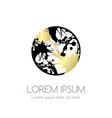 golden circle emblem with ink splash elements vector image vector image