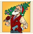 hipster santa claus with christmas tree vector image vector image