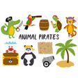 set of isolated animals pirates and other elements vector image vector image