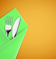 fork and knife in a napkin vector image vector image
