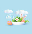 3d trendy easter greeting with product podium vector image