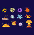 bomb explosion isolated icons cartoon set vector image