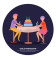 girls friendship orthogonal background vector image vector image