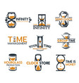 hourglasses and sandglass clock icons vector image