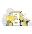 money transfer concept with outline people scene vector image