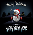 snowman from golf balls with putter and sparklers vector image