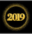 happy new year shiny gold number in circle frame vector image vector image