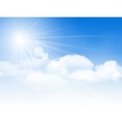 blue sky with clouds and sun vector image vector image