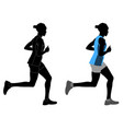 female runner in color sportswear and silhouette vector image