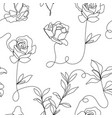 flower linear seamless background roses vector image