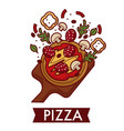 pizza italian cuisine dish on wooden cutting board vector image vector image