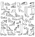 sketch of shoes and boots vector image