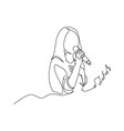 one line image of a young female musician sing vector image