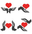 hands hold heart icons vector image