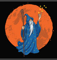 wizard character design cartoon with moon vector image vector image
