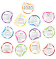 2020 calendar with round glossy stickers vector image vector image