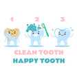 cleanning tooth characters steps flat vector image vector image