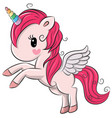 cute cartoon unicorn on a white background vector image